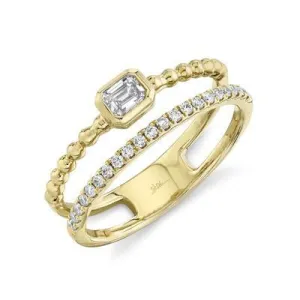 0.35ctw Diamond Emerald Double Ring