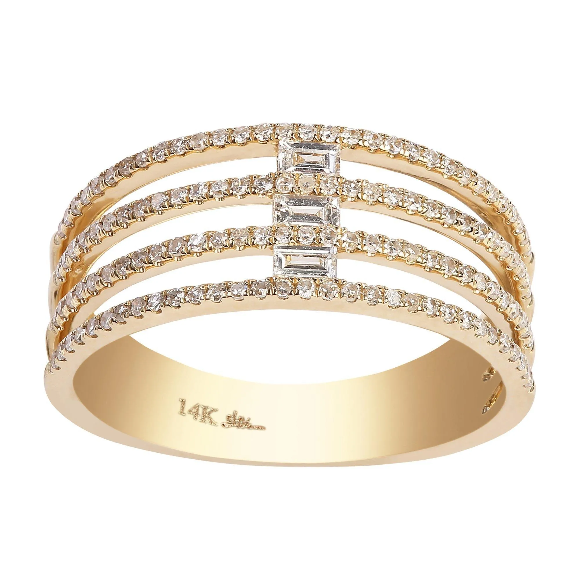 0.4CT Multi Layer Stacked Diamond Ring Set In 14K Yellow Gold