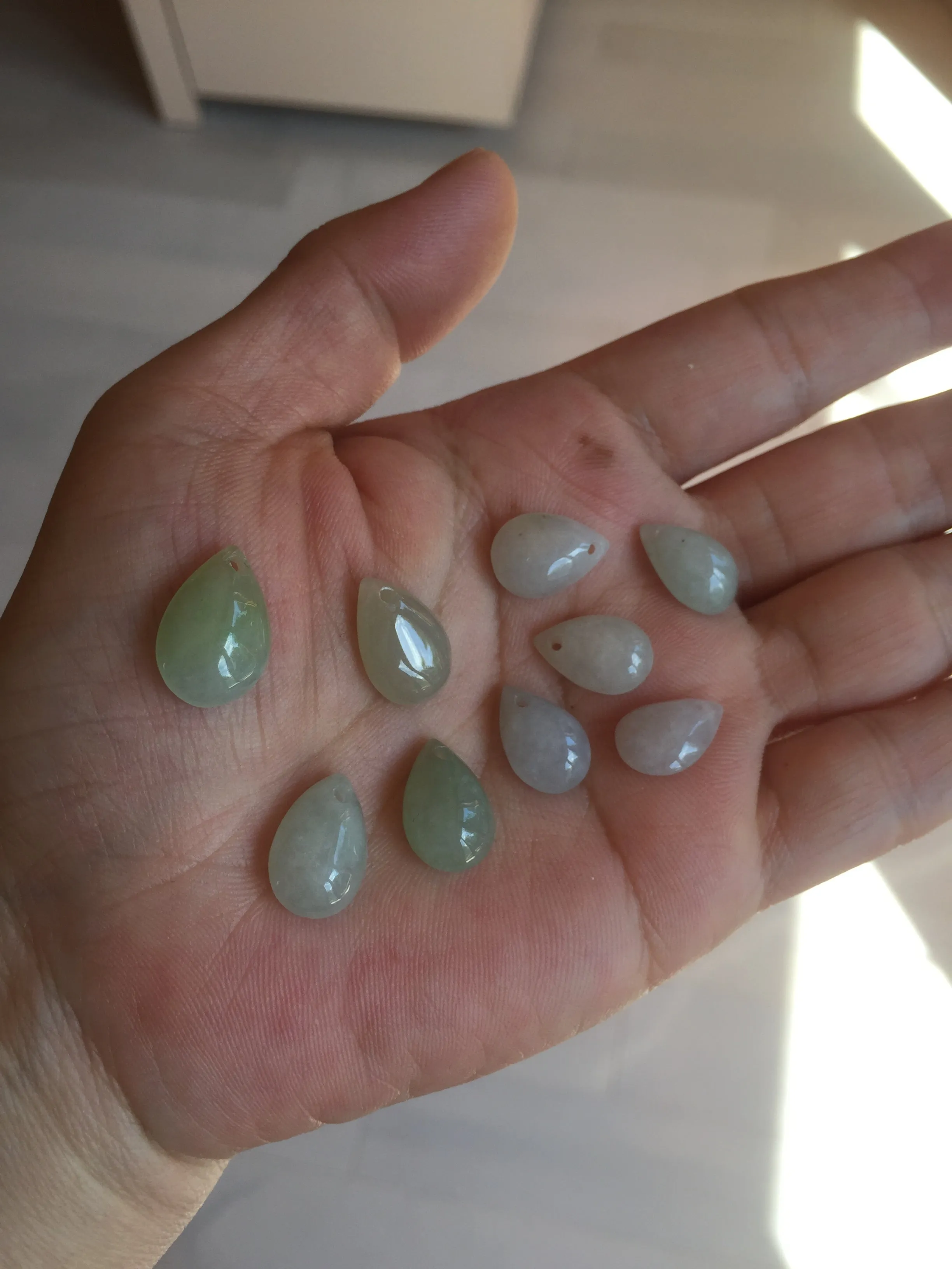 100% natural icy watery green white type A jadeite jade small water drop pendant necklace group BP59