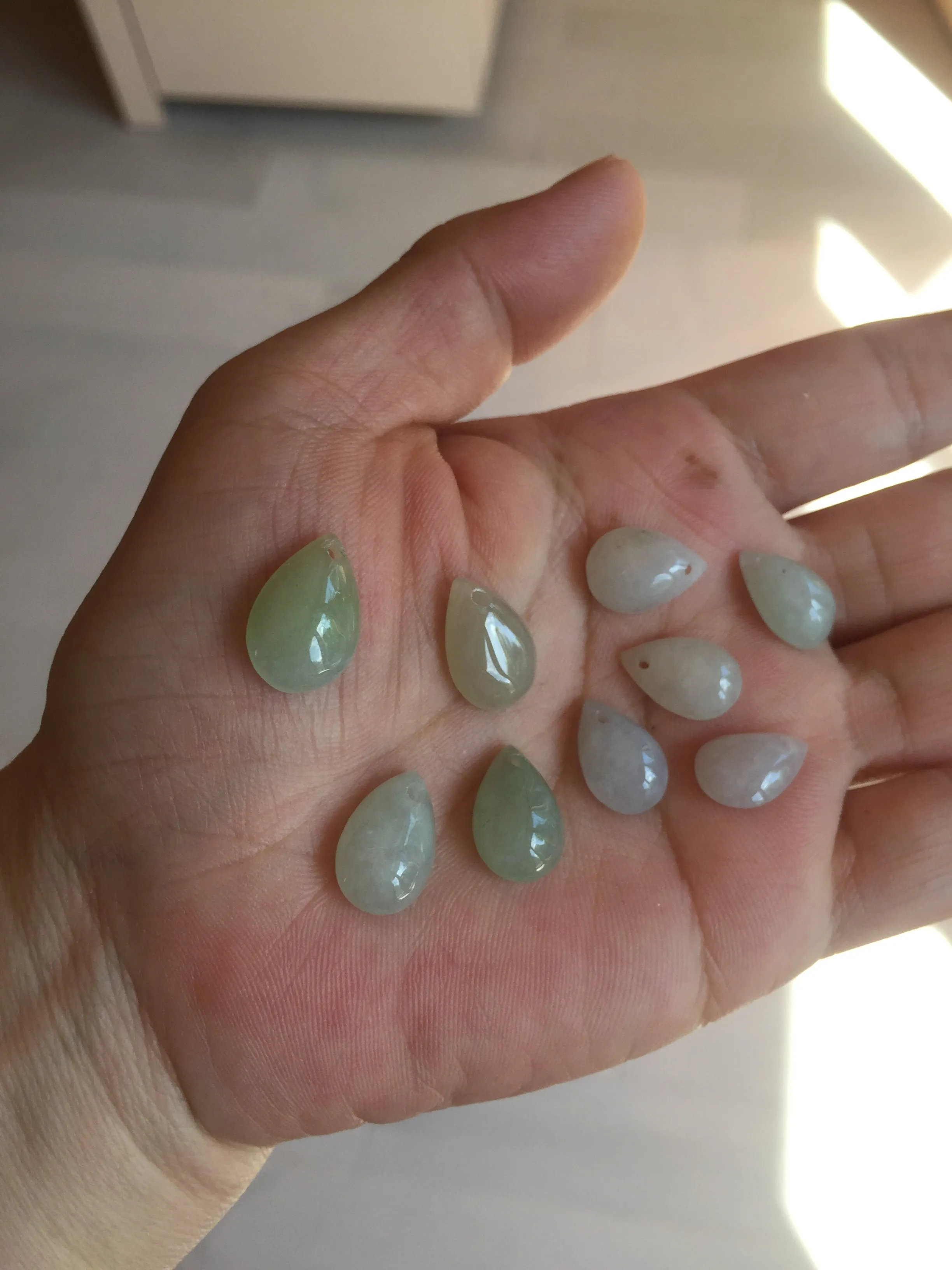 100% natural icy watery green white type A jadeite jade small water drop pendant necklace group BP59