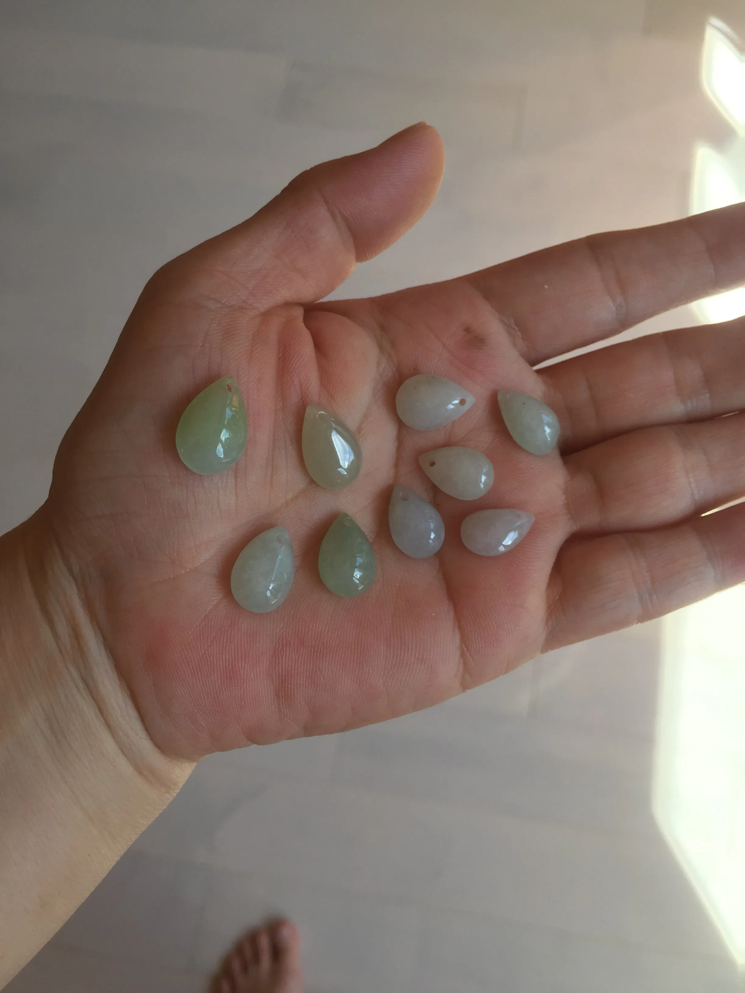 100% natural icy watery green white type A jadeite jade small water drop pendant necklace group BP59