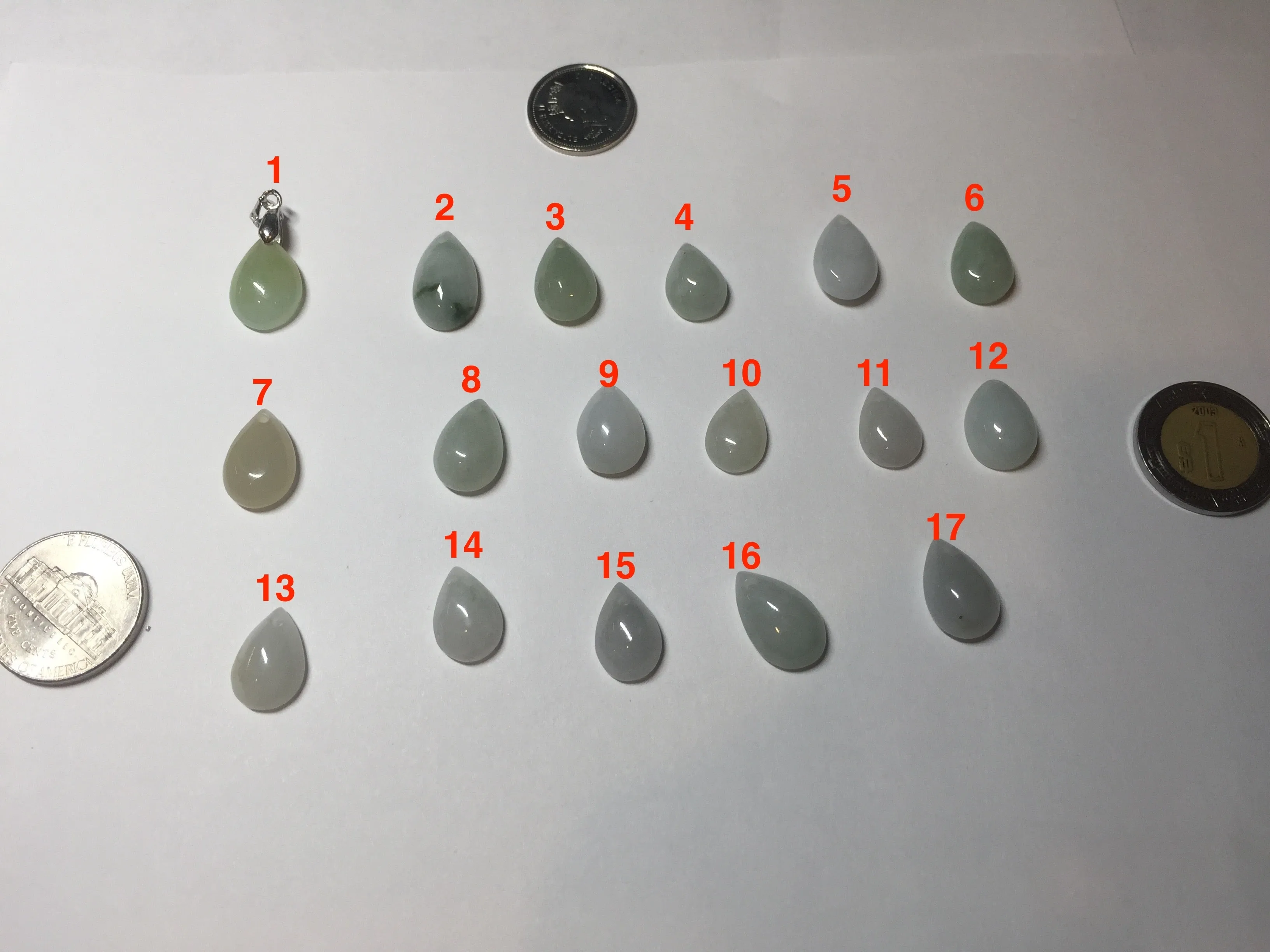 100% natural icy watery green white type A jadeite jade small water drop pendant necklace group BP59