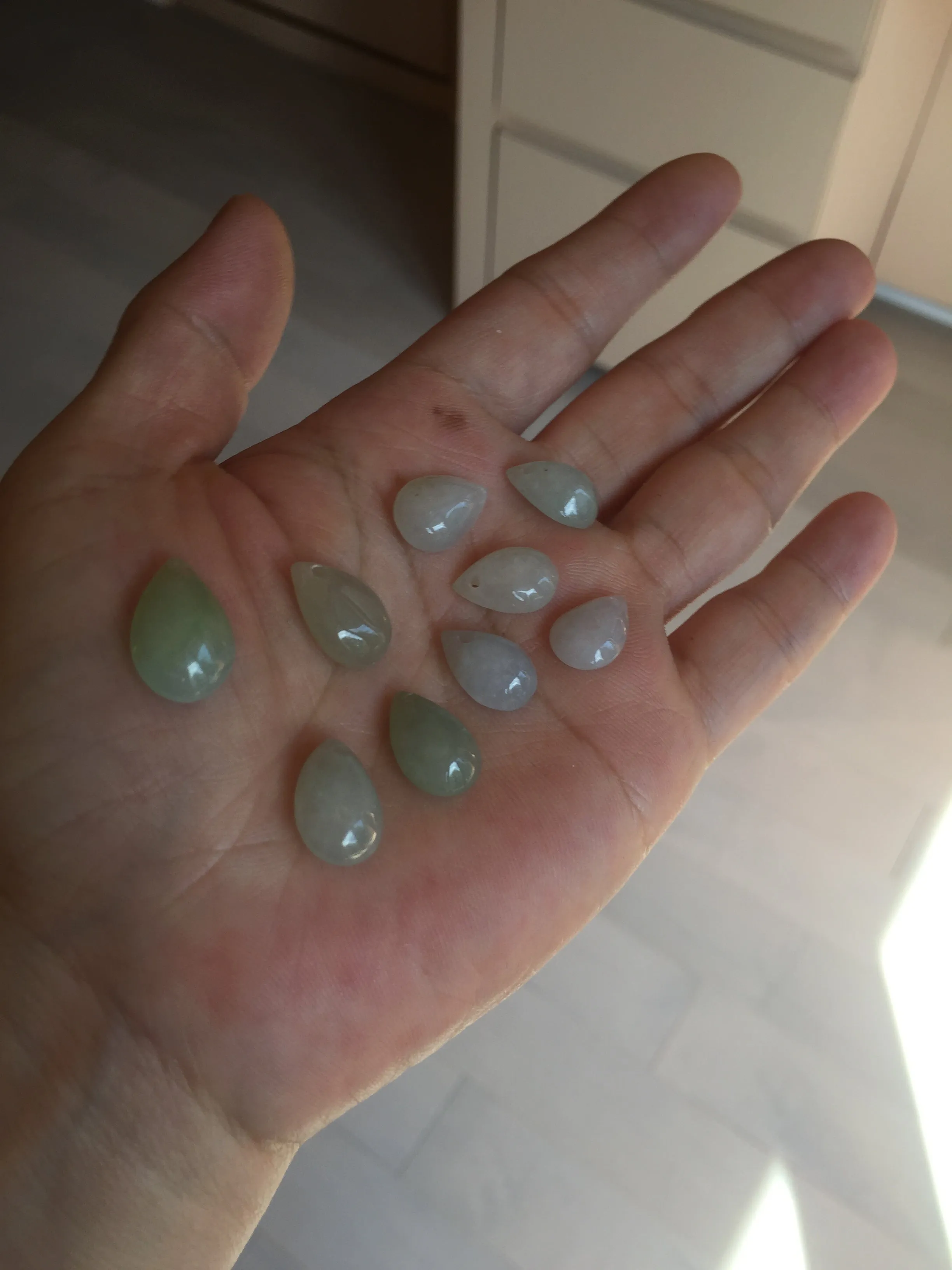 100% natural icy watery green white type A jadeite jade small water drop pendant necklace group BP59