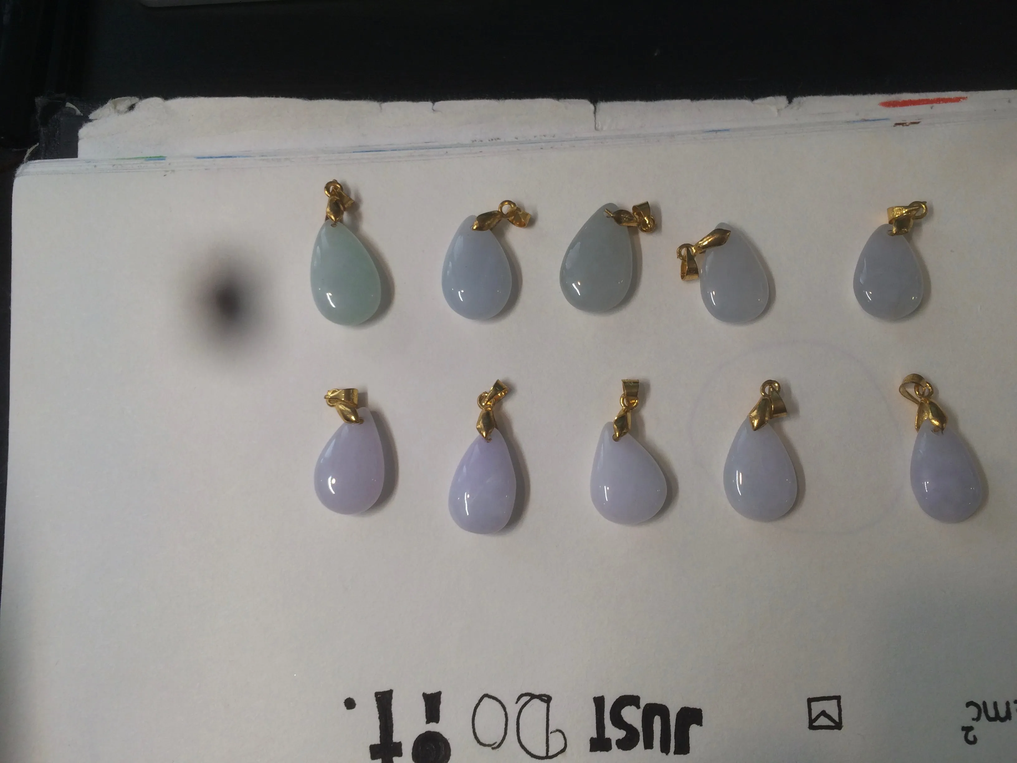 100% natural icy watery green/white/purple type A jadeite jade water drop pendant necklace group AT78