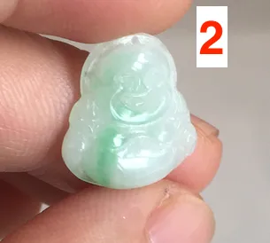 100% Natural type A green/white small happy buddha jadeite Jade pendant necklace group BP111