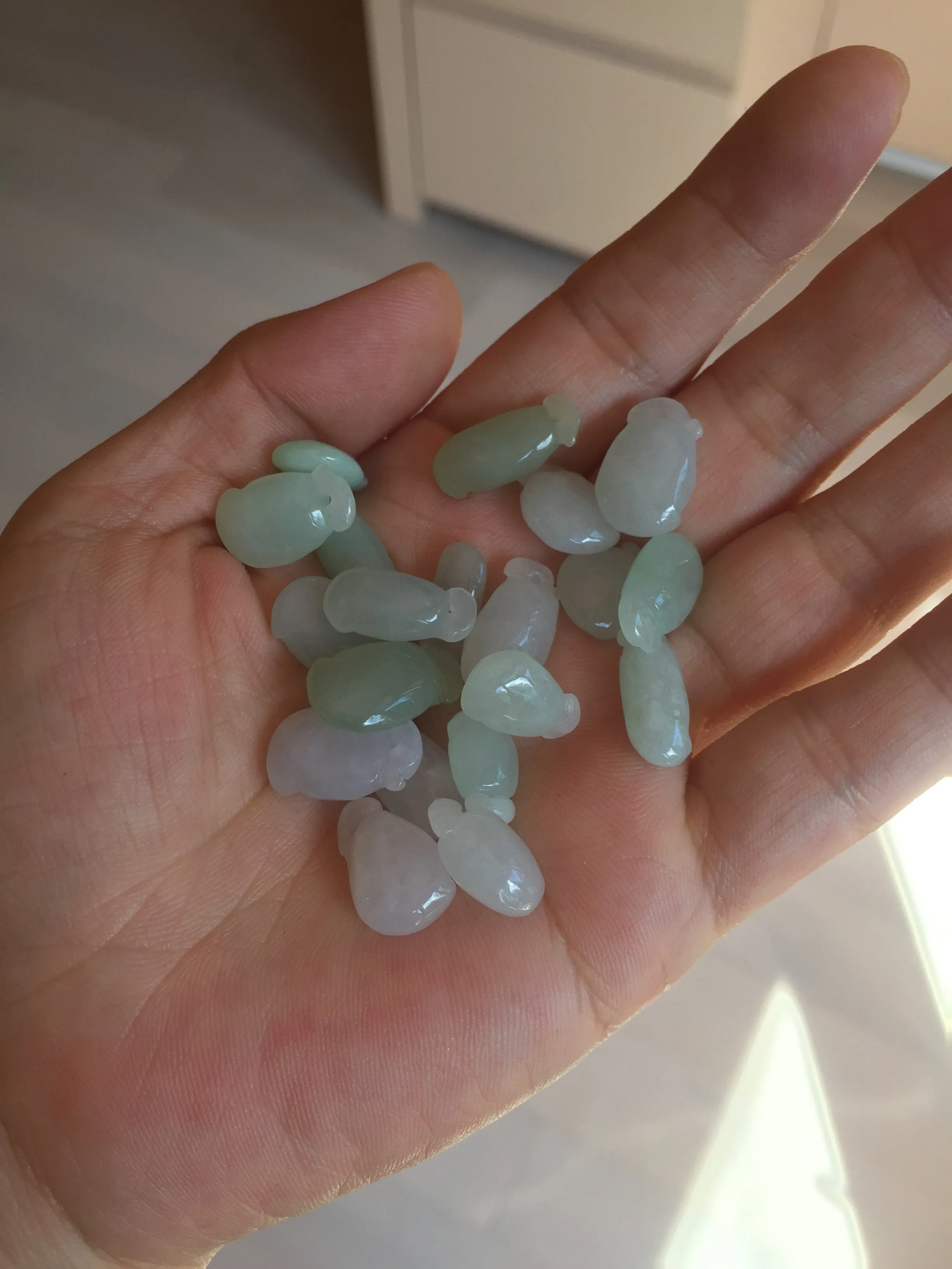 100% natural type An icy watery light purple green white blessed melon 福瓜) Jadeite Jade pendant group BP58