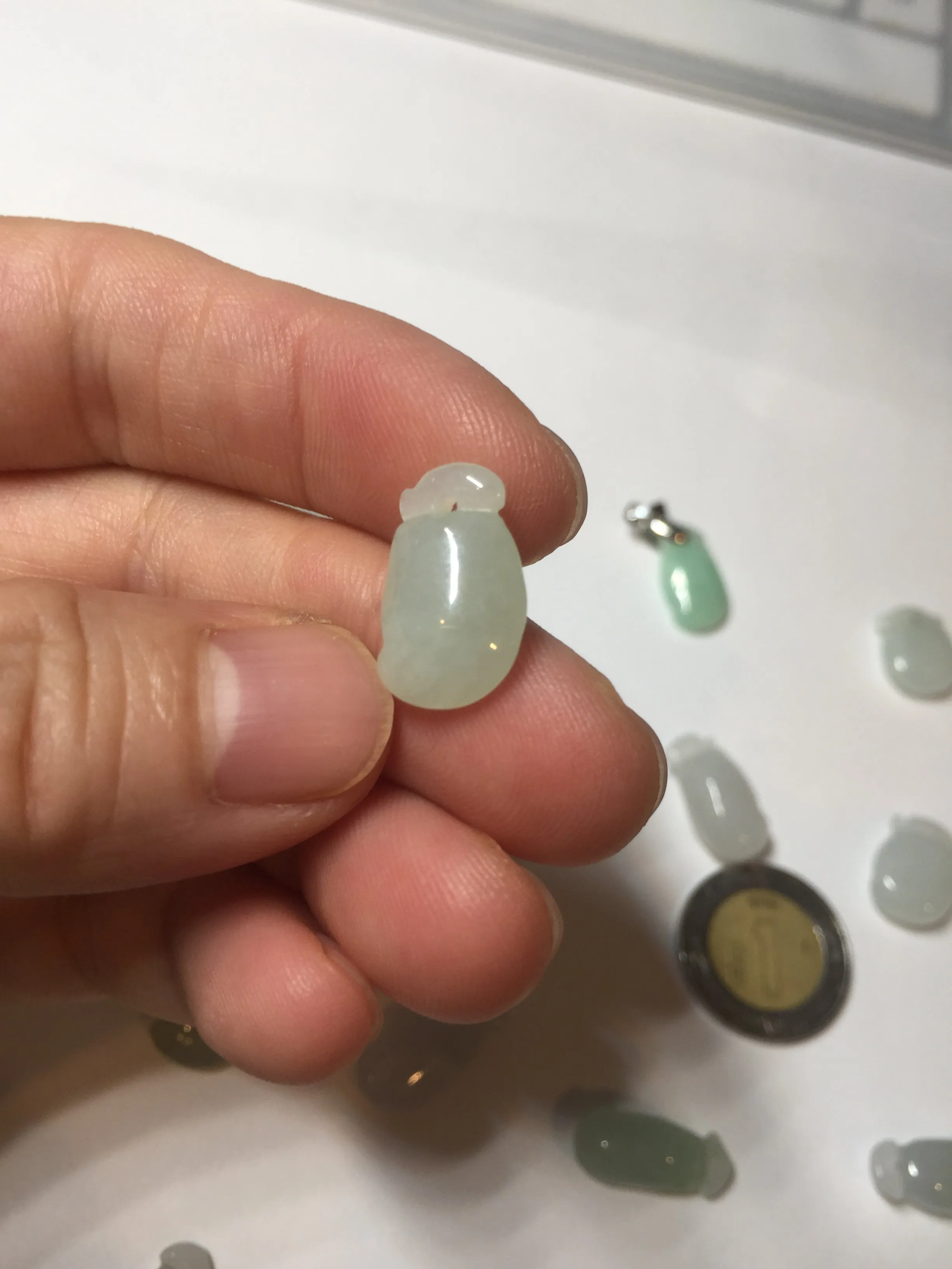 100% natural type An icy watery light purple green white blessed melon 福瓜) Jadeite Jade pendant group BP58