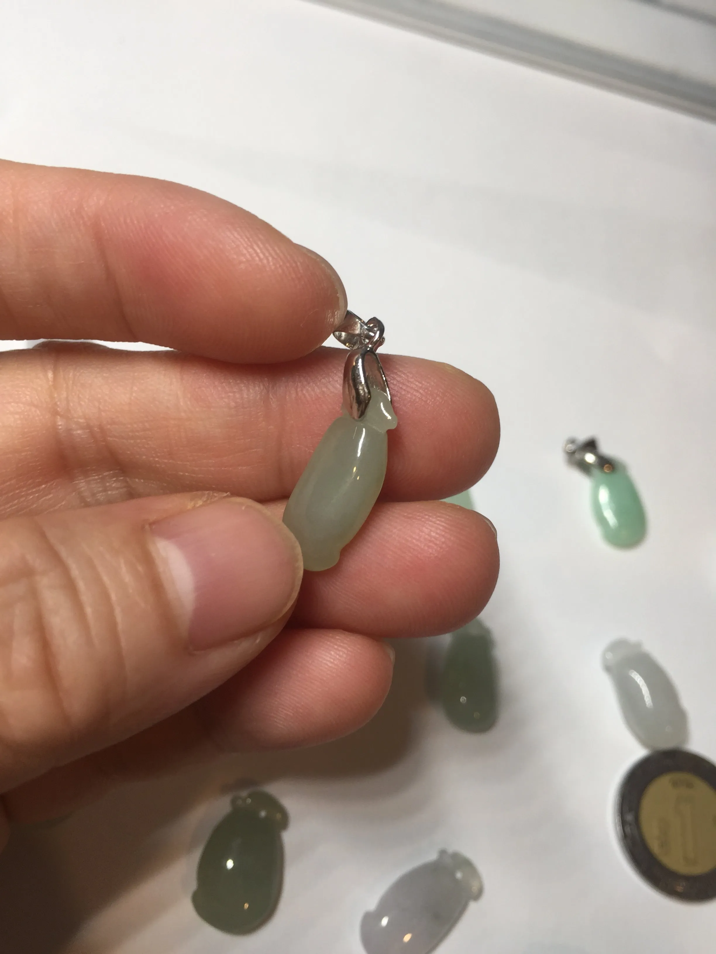 100% natural type An icy watery light purple green white blessed melon 福瓜) Jadeite Jade pendant group BP58