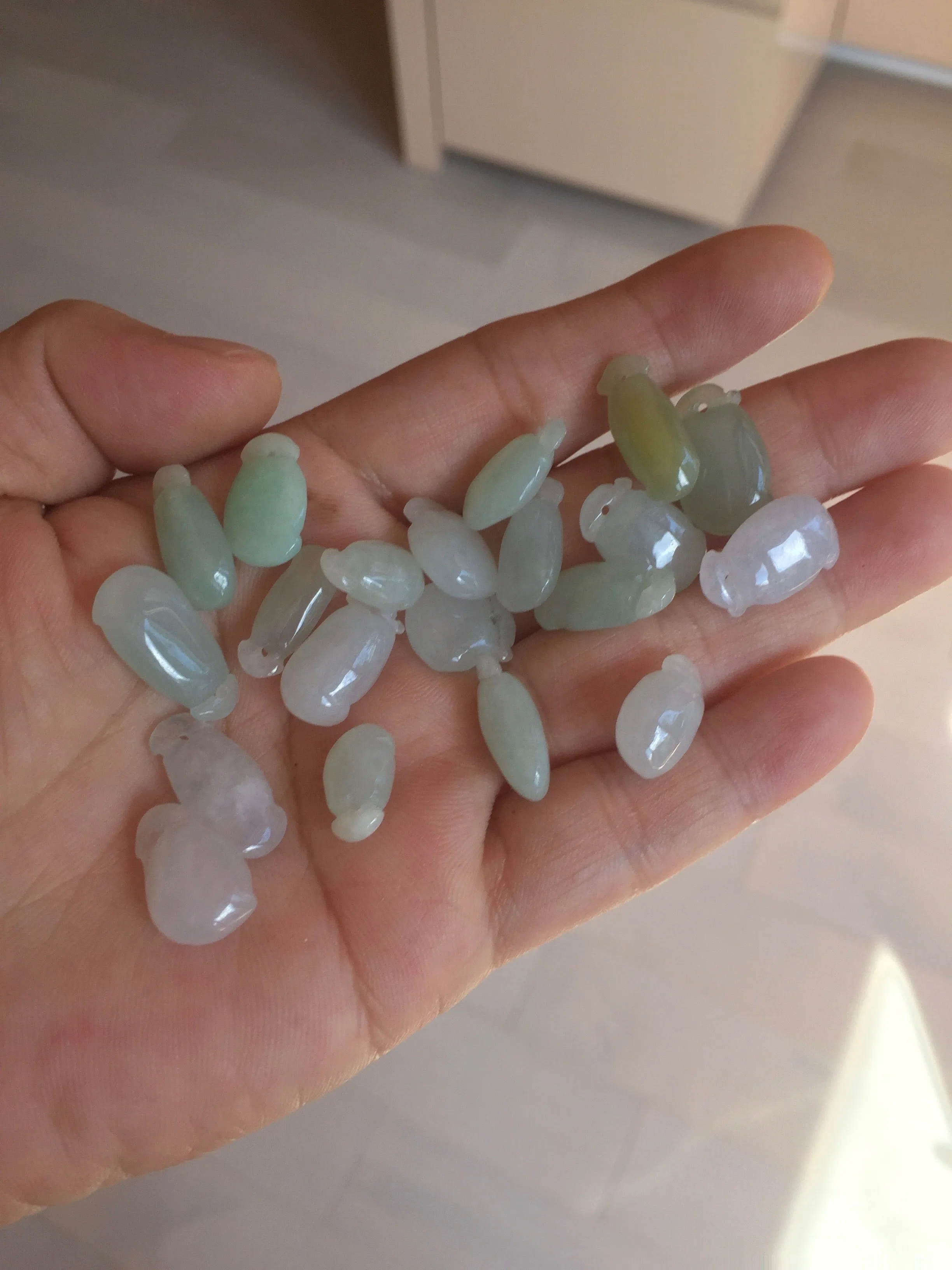 100% natural type An icy watery light purple green white blessed melon 福瓜) Jadeite Jade pendant group BP58