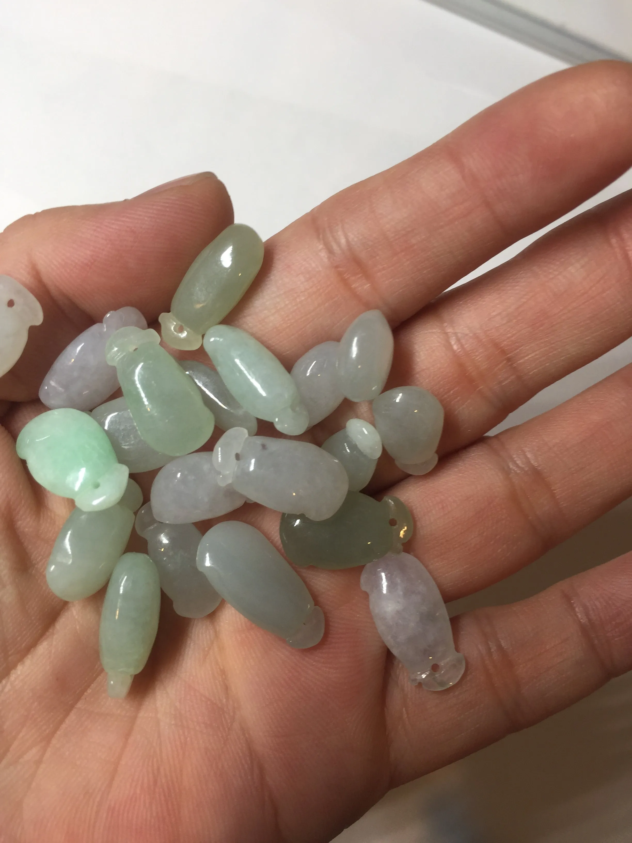 100% natural type An icy watery light purple green white blessed melon 福瓜) Jadeite Jade pendant group BP58