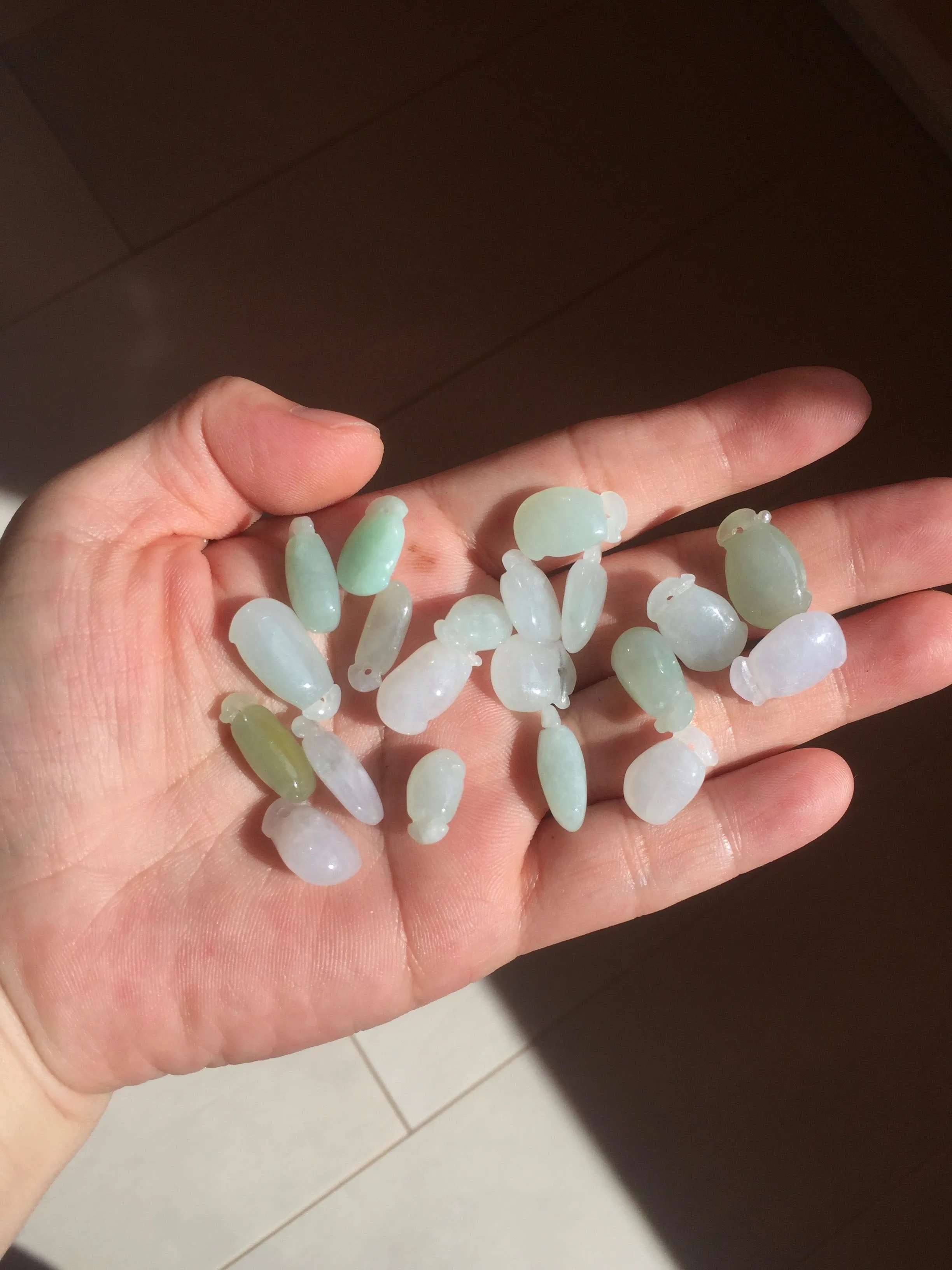 100% natural type An icy watery light purple green white blessed melon 福瓜) Jadeite Jade pendant group BP58