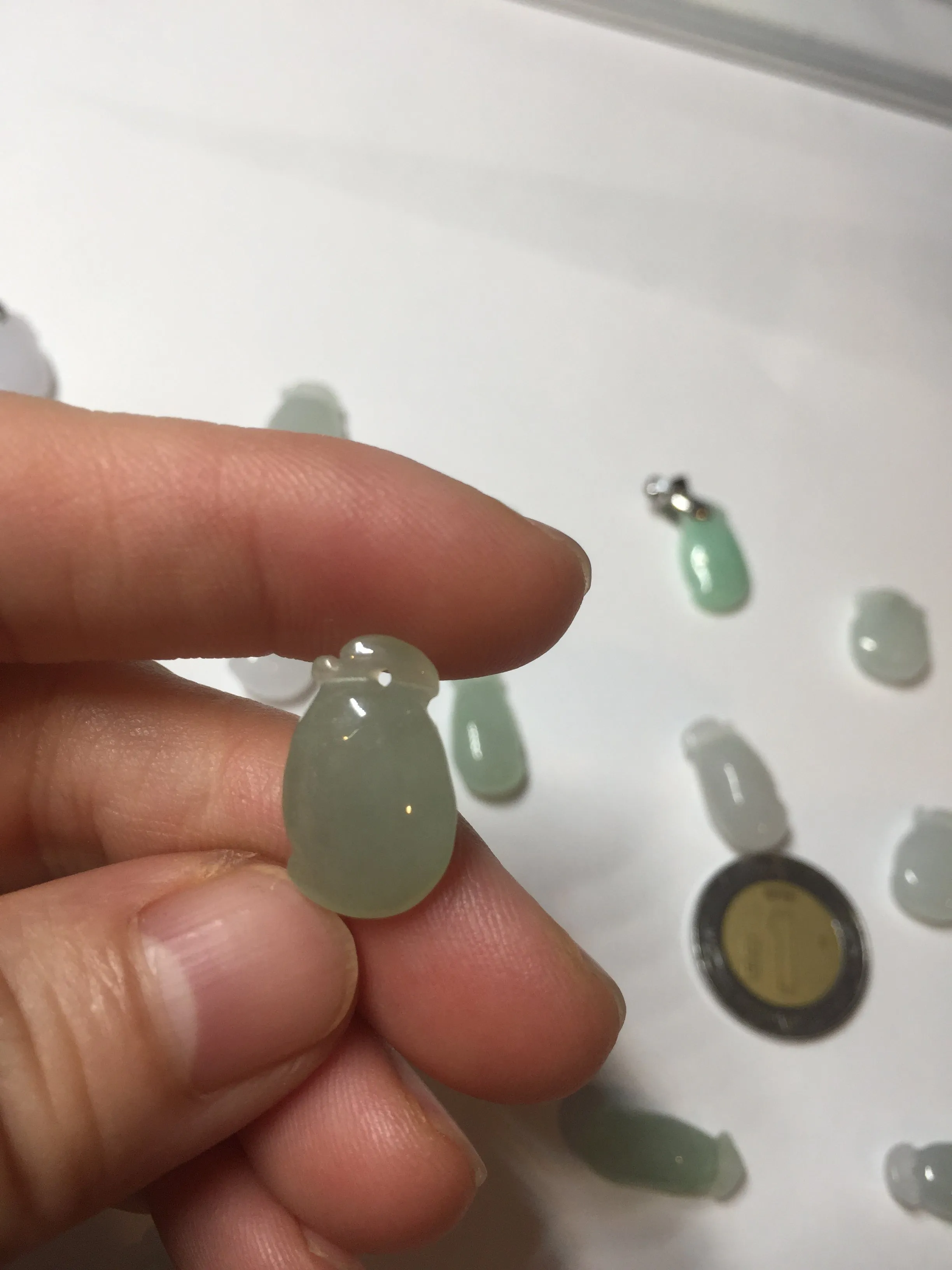 100% natural type An icy watery light purple green white blessed melon 福瓜) Jadeite Jade pendant group BP58