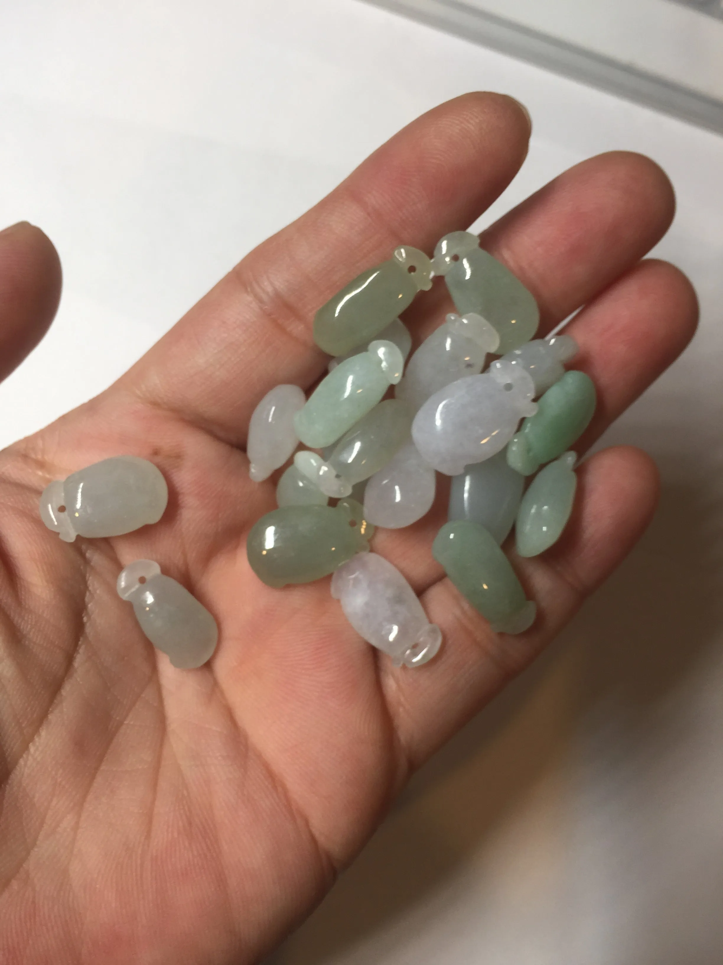 100% natural type An icy watery light purple green white blessed melon 福瓜) Jadeite Jade pendant group BP58