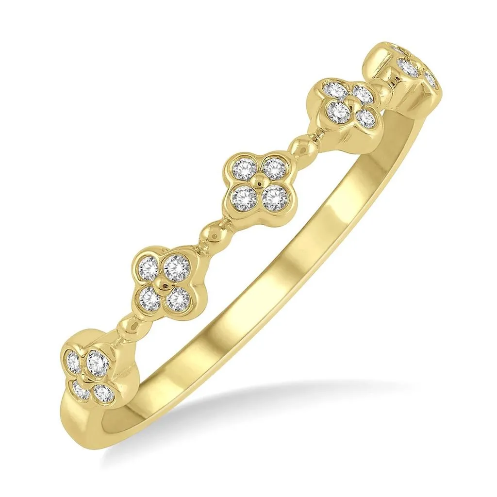 10K Yellow Gold Stackable Clover Diamond Ring