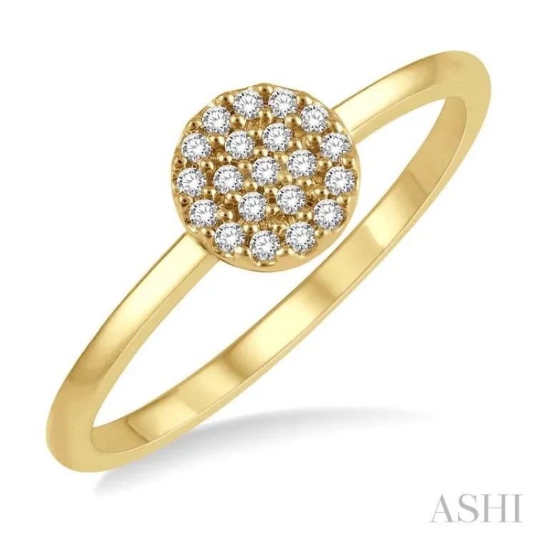 1/10 ctw Disc Shape Center Round Cut Diamond Petite Fashion Ring in 10K Yellow Gold