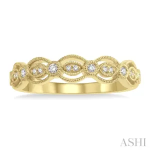 1/10 Ctw Lattice Marquise and Circular Mount Round Cut Diamond Stack Band in 14K Yellow Gold