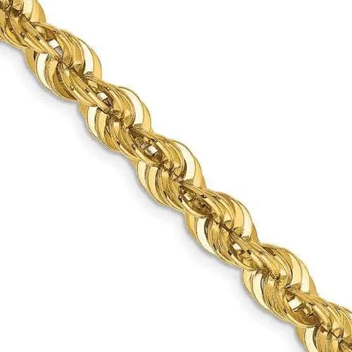 14K 6 mm Solid Diamond-cut Rope Yellow Chain with Lobster Clasp