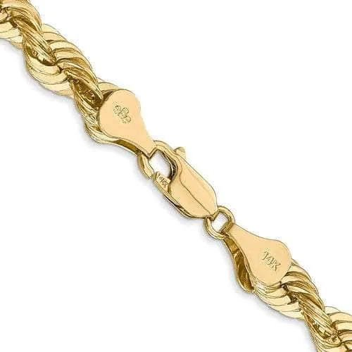 14K 6 mm Solid Diamond-cut Rope Yellow Chain with Lobster Clasp