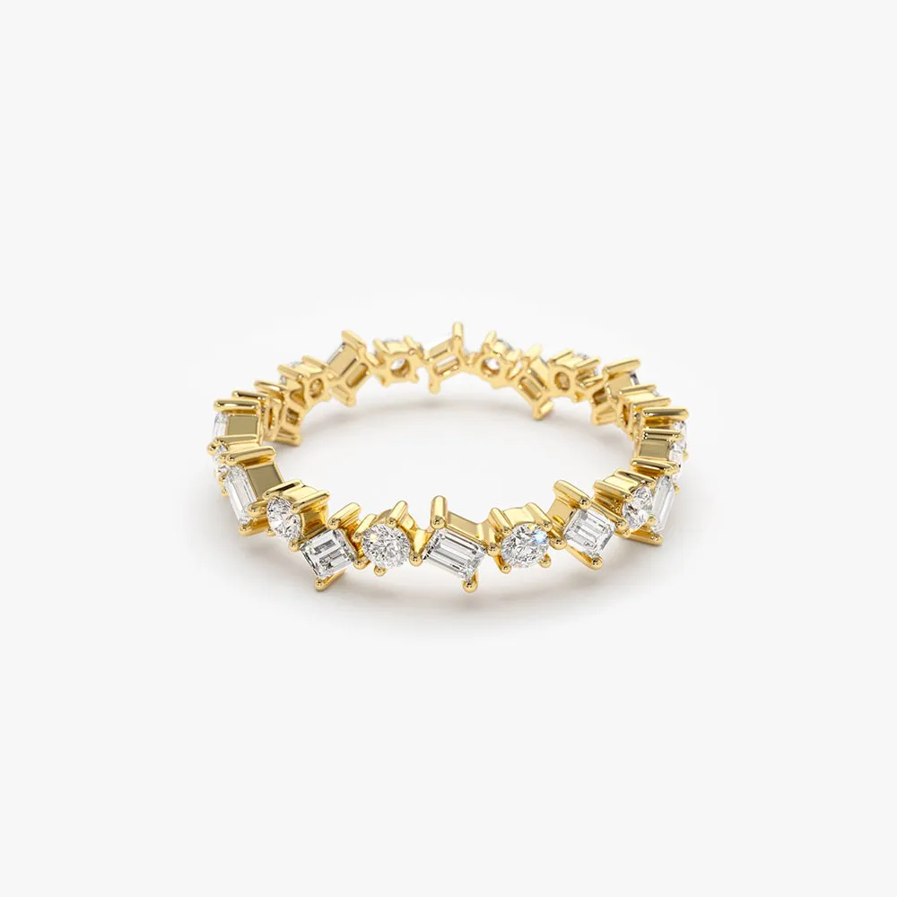 14k Baguette and Round Diamond Full Eternity Ring