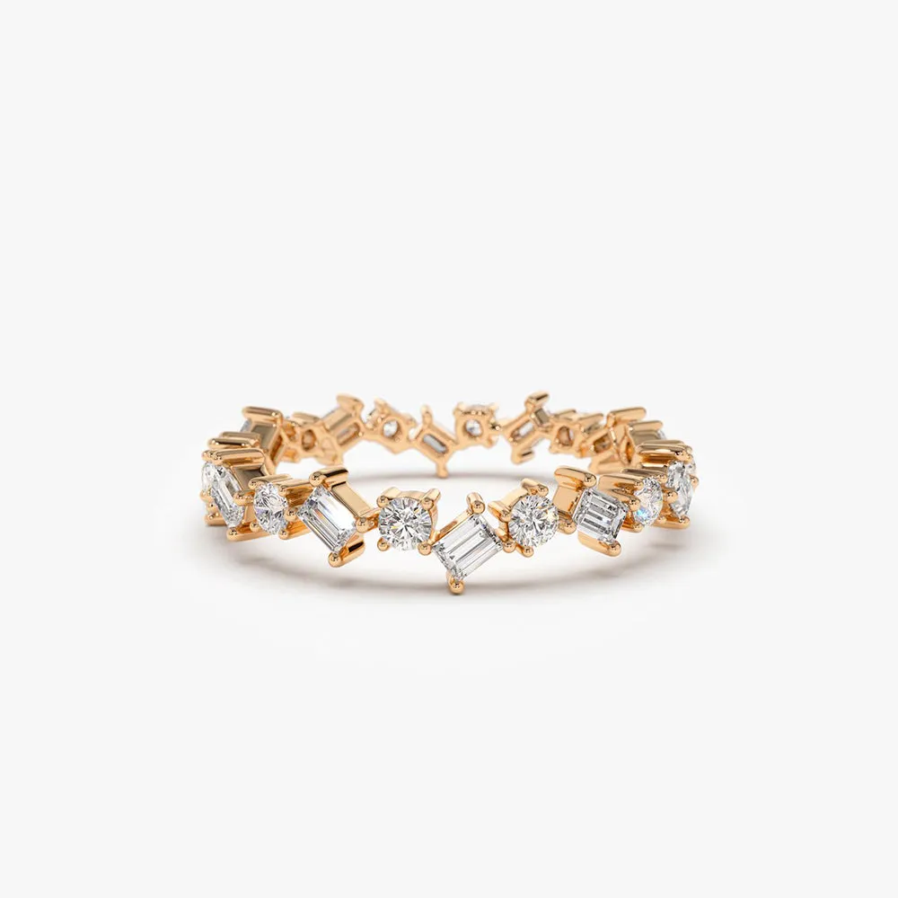 14k Baguette and Round Diamond Full Eternity Ring