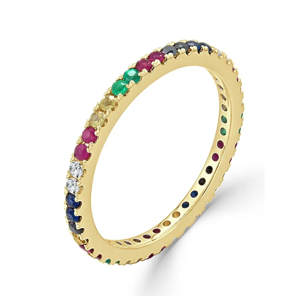 14k Gold & Rainbow Sapphire/Diamond Ring