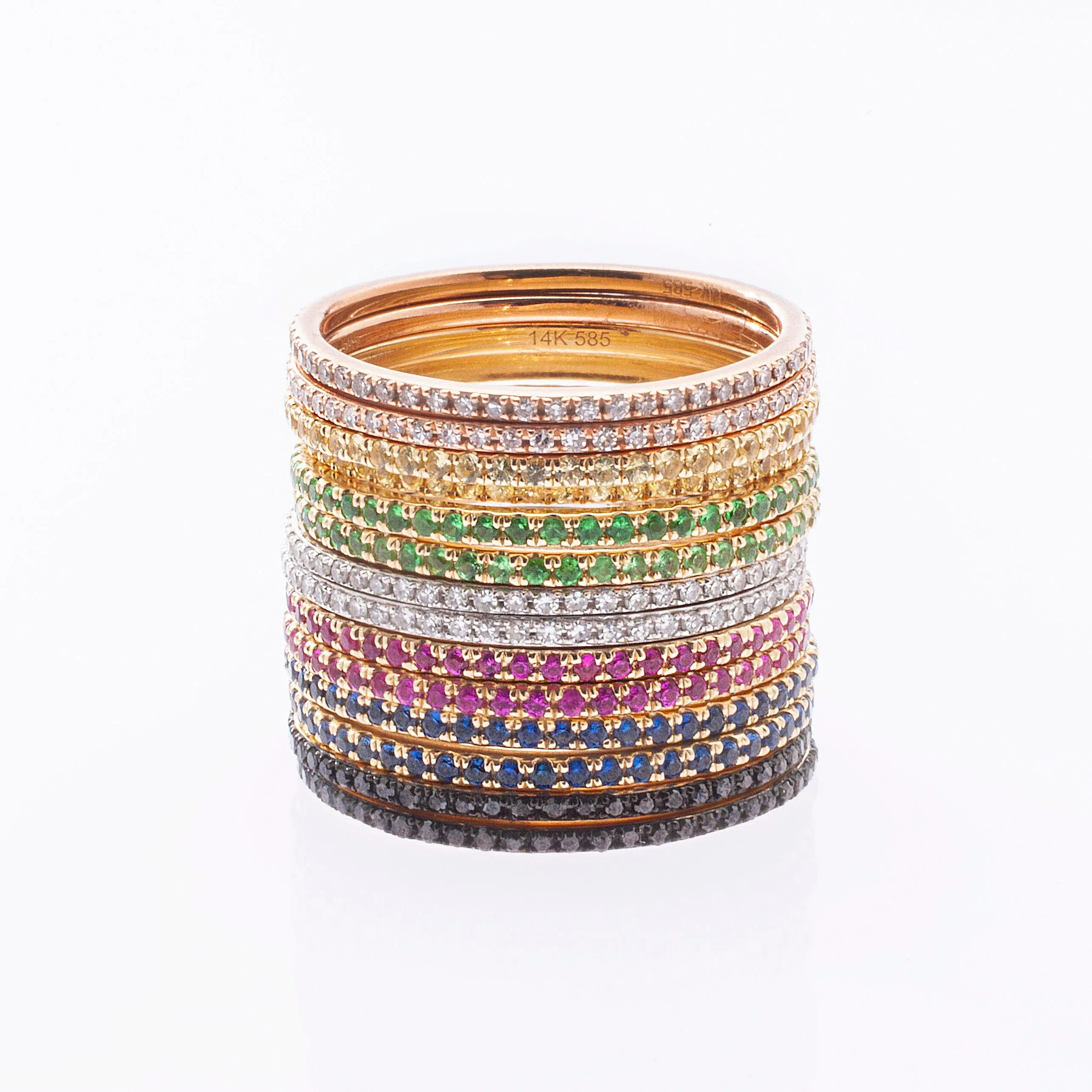 14K Gold and Yellow Sapphire Eternity Stacking Rings