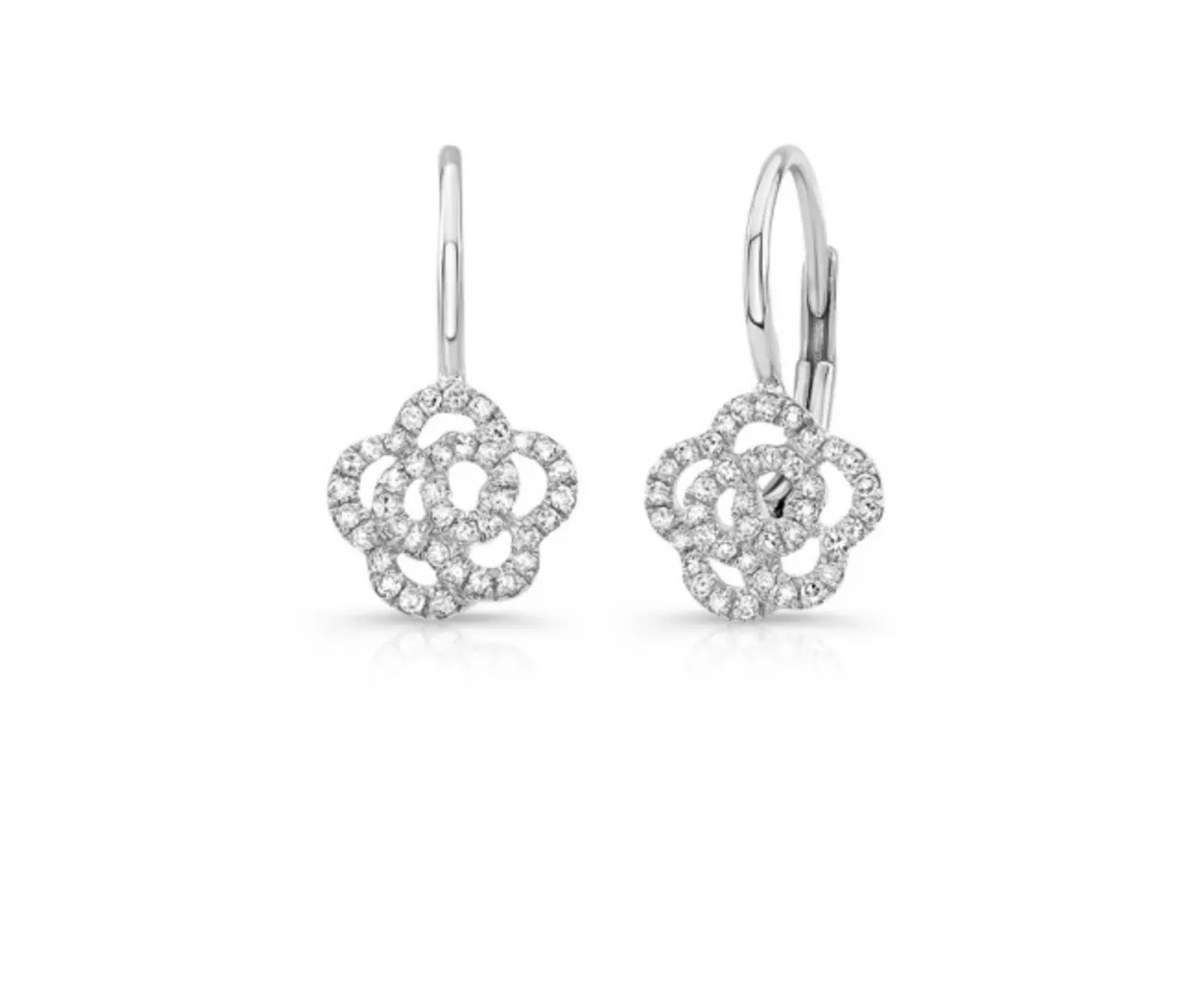 14K GOLD DIAMOND CAMILIA LEVERBACK EARRINGS