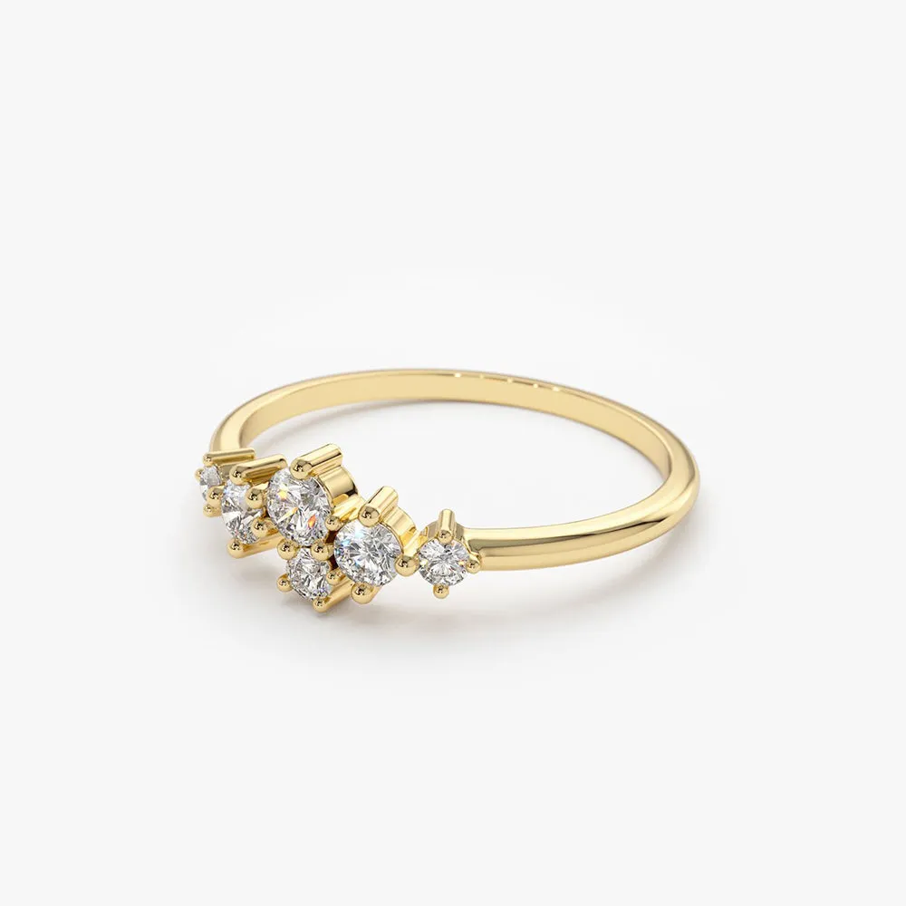 14K Large Diamond Cluster Ring