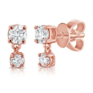 14K Rose Gold Diamond Dangle Earrings