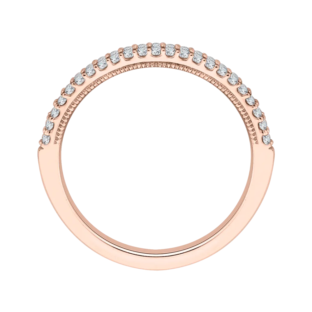 14K Rose Gold Round Diamond Wedding Band