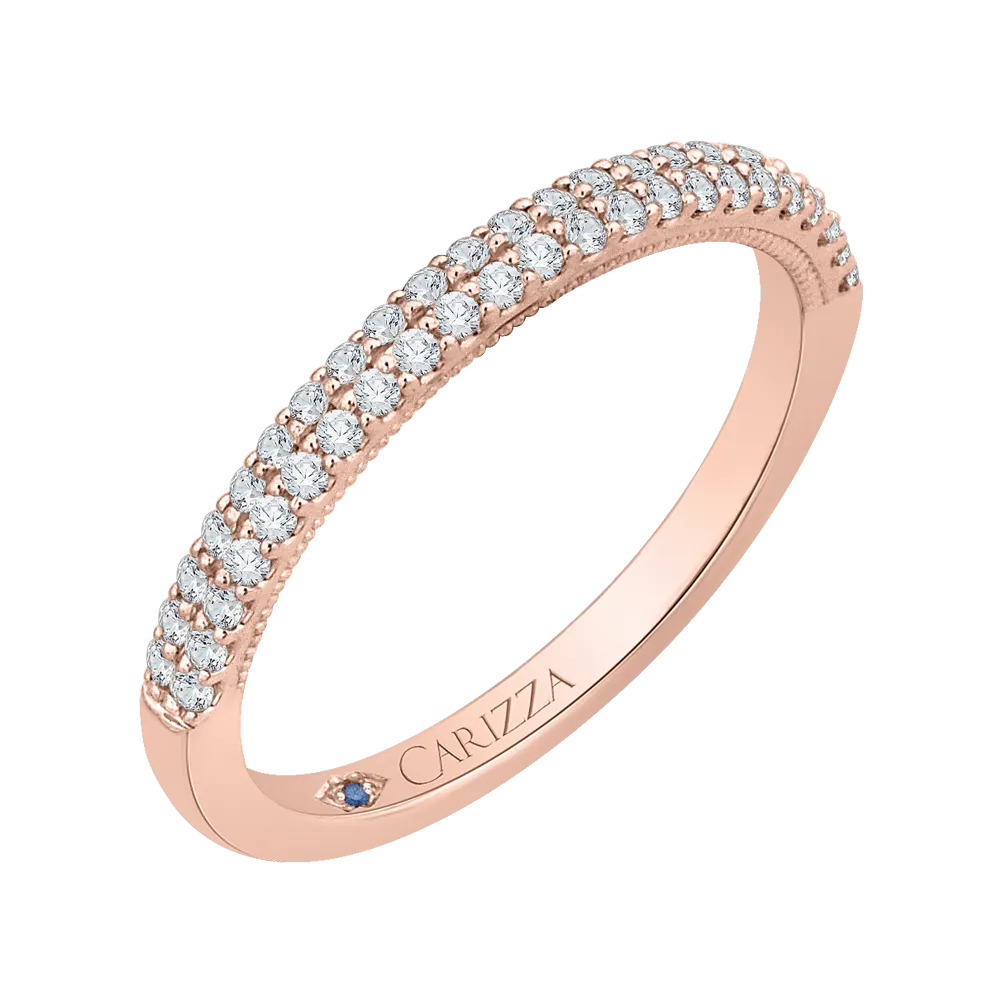 14K Rose Gold Round Diamond Wedding Band