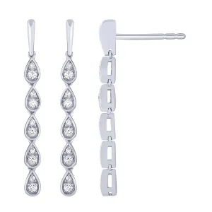 14K White Gold 1/5Ct Diamond Teardrop Dangle Earrings