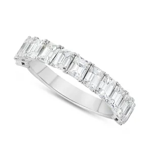 14K White Gold 3.5ct Emerald Diamond Half Eternity Ring