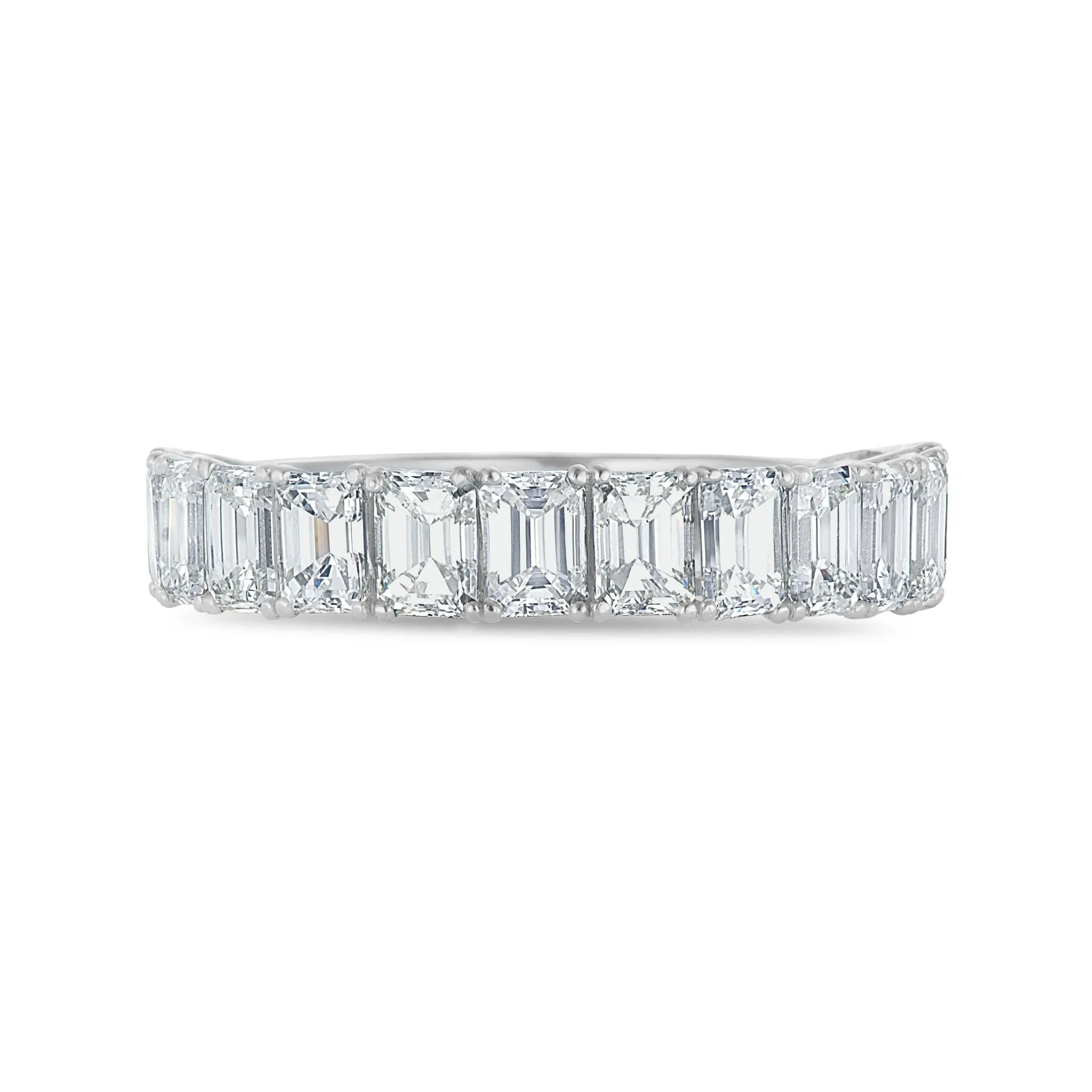 14K White Gold 3.5ct Emerald Diamond Half Eternity Ring