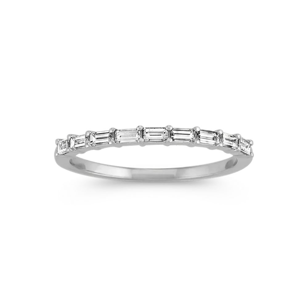 14K White Gold Baguette Diamond Band