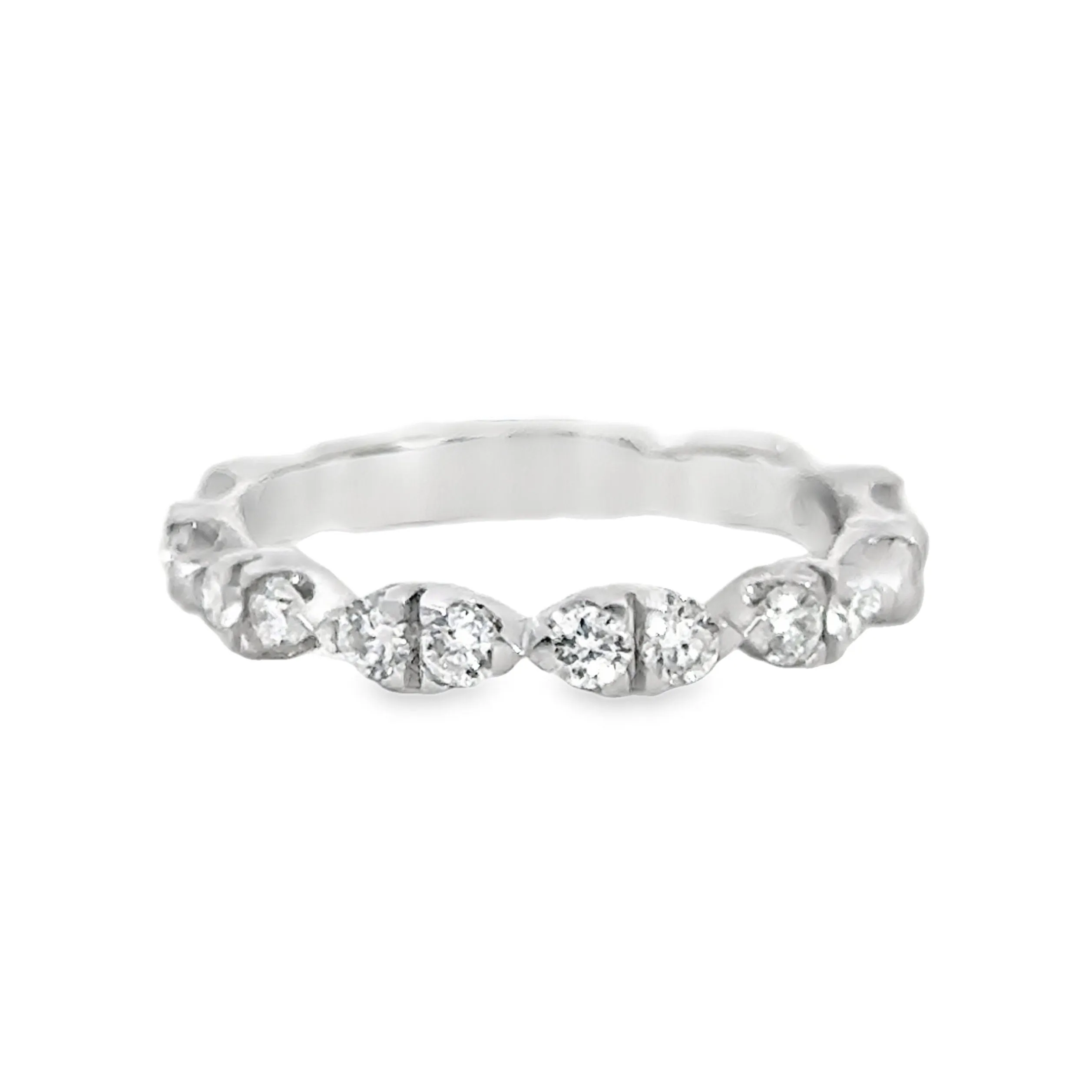 14K White Gold Diamond Alternative Shape Wedding Band