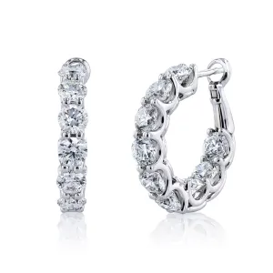 14k White Gold Diamond Hoop Earrings - 4.71cttw