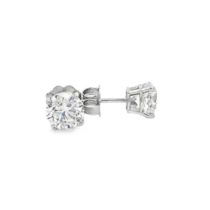 14K White Gold Diamond Solitaire Stud Earrings - 2.00 Carat