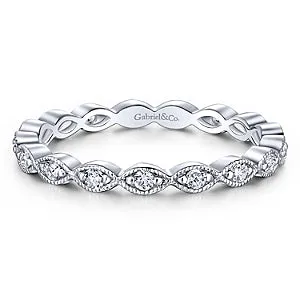 14K White Gold Diamond Stackable Small Eternity Band