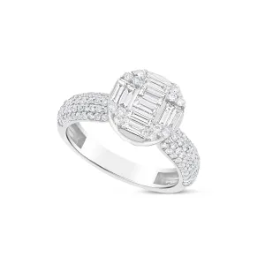 14K White Gold Half Eternity Cluster Diamond Ring