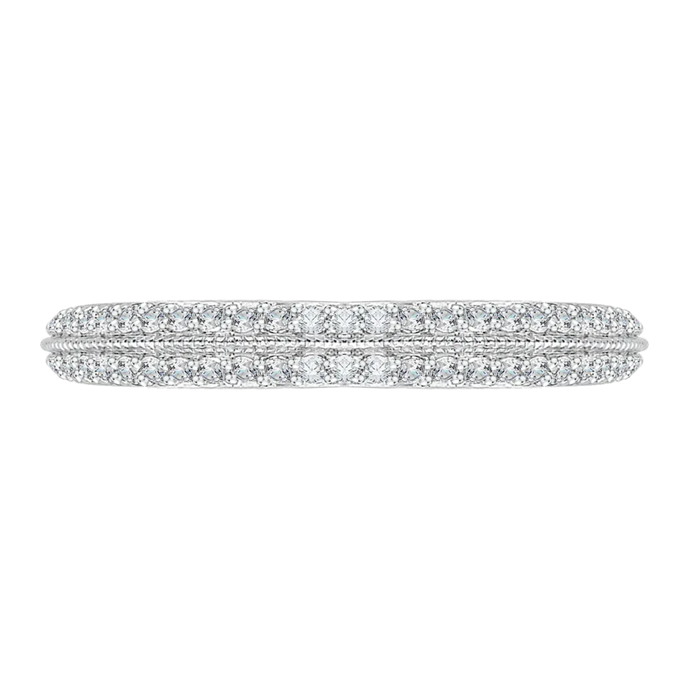 14K White Gold Half Eternity Diamond Wedding Band with Euro Shank