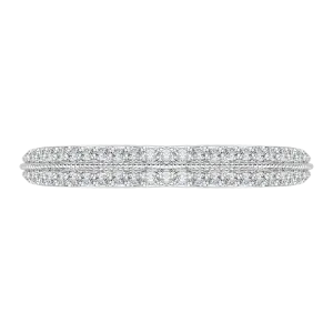 14K White Gold Half Eternity Diamond Wedding Band with Euro Shank