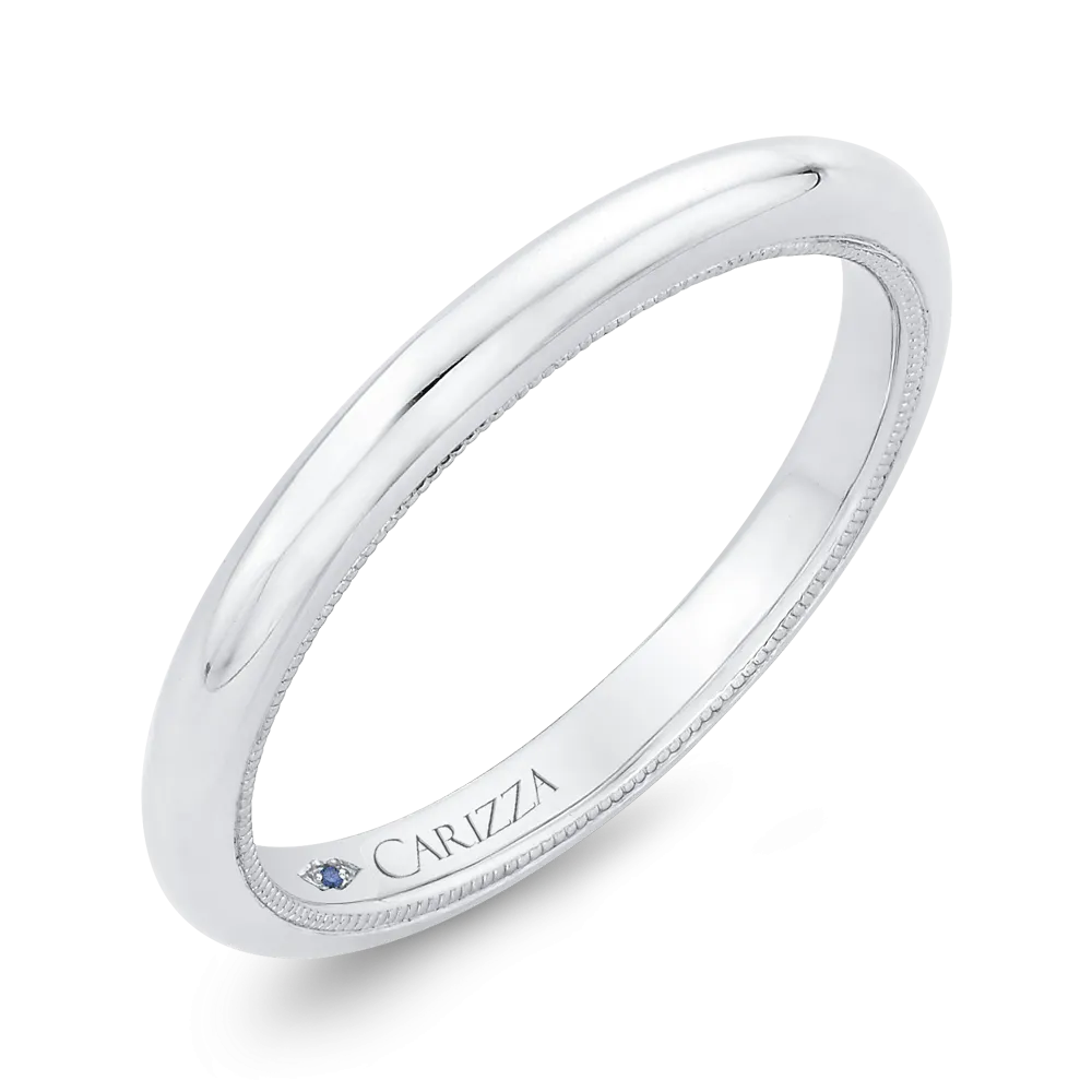 14K White Gold Plain Wedding Band