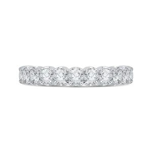 14K White Gold Round Diamond Euro Shank Wedding Band