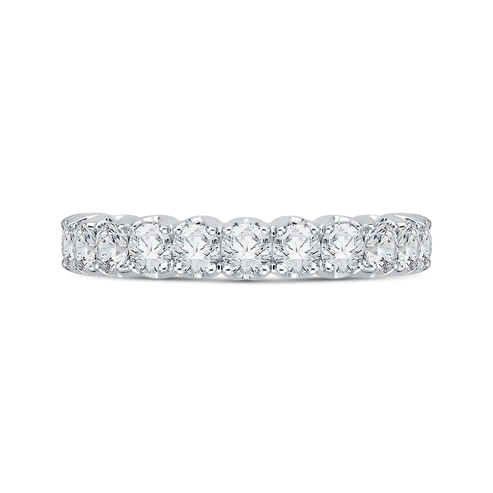 14K White Gold Round Diamond Euro Shank Wedding Band