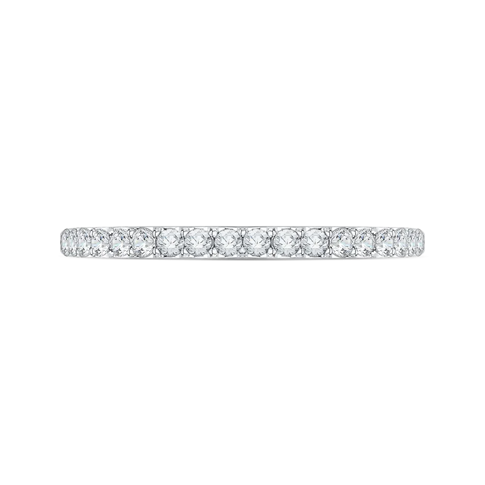 14K White Gold Round Diamond Half Eternity Euro shank Wedding Band