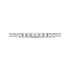 14K White Gold Round Diamond Half Eternity Euro shank Wedding Band