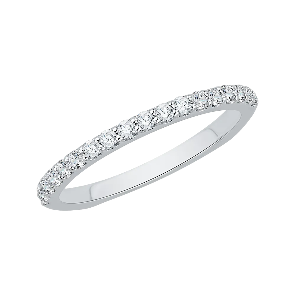 14K White Gold Round Diamond Half Eternity Euro shank Wedding Band