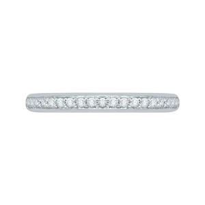 14K White Gold Round Diamond Half Eternity Wedding Band with Euro Shank