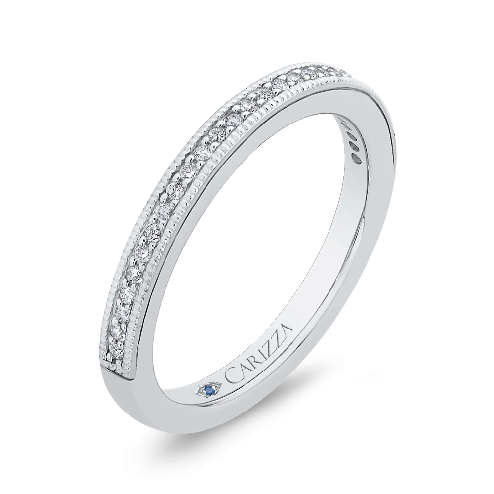 14K White Gold Round Diamond Half Eternity Wedding Band